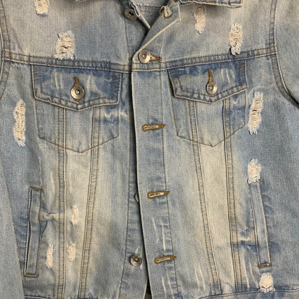 CI Sono Womens Distressed Denim Jean Jacket Size Medium - Picture 6 of 14